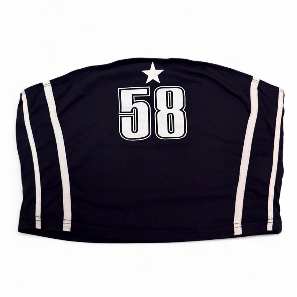 Navy Tube Top with White Stripes and Number 58